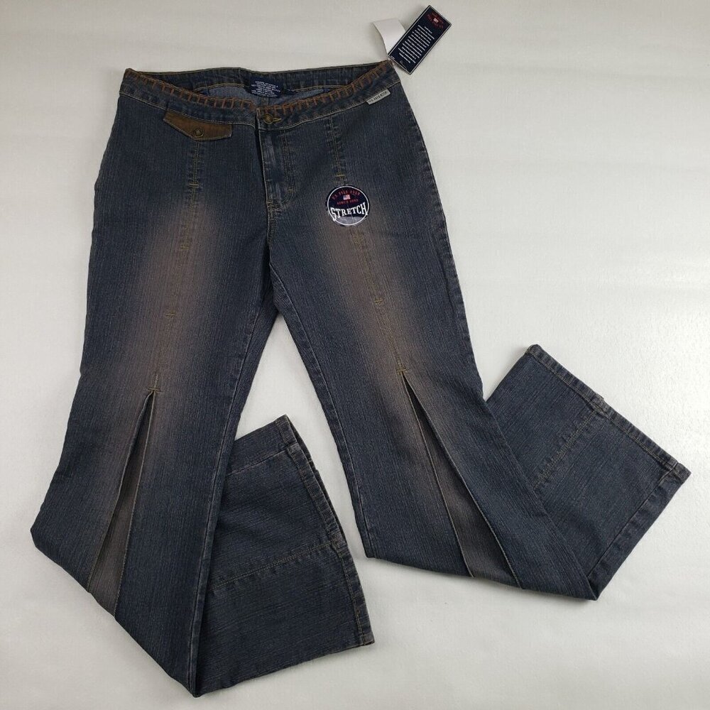 Vintage Y2K US Polo Assn Flare Jean Womens 13/14 Boho Faded Western Denim NEW